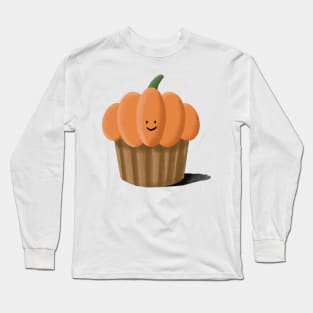 Pumpkin Muffin Illustration Cartoon Long Sleeve T-Shirt